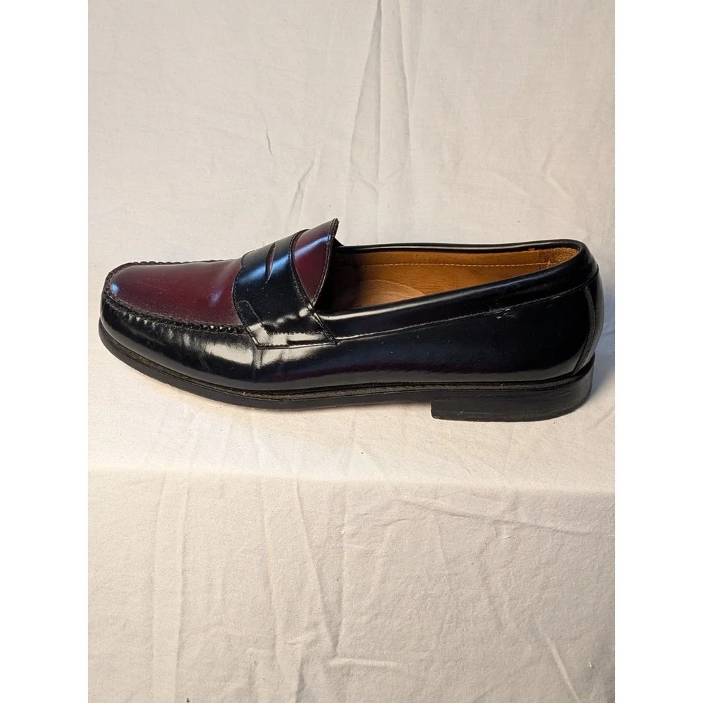 GH Bass Weejuns Mens Penny Loafers Black Burgundy Leather 11.5 D 1936 640
